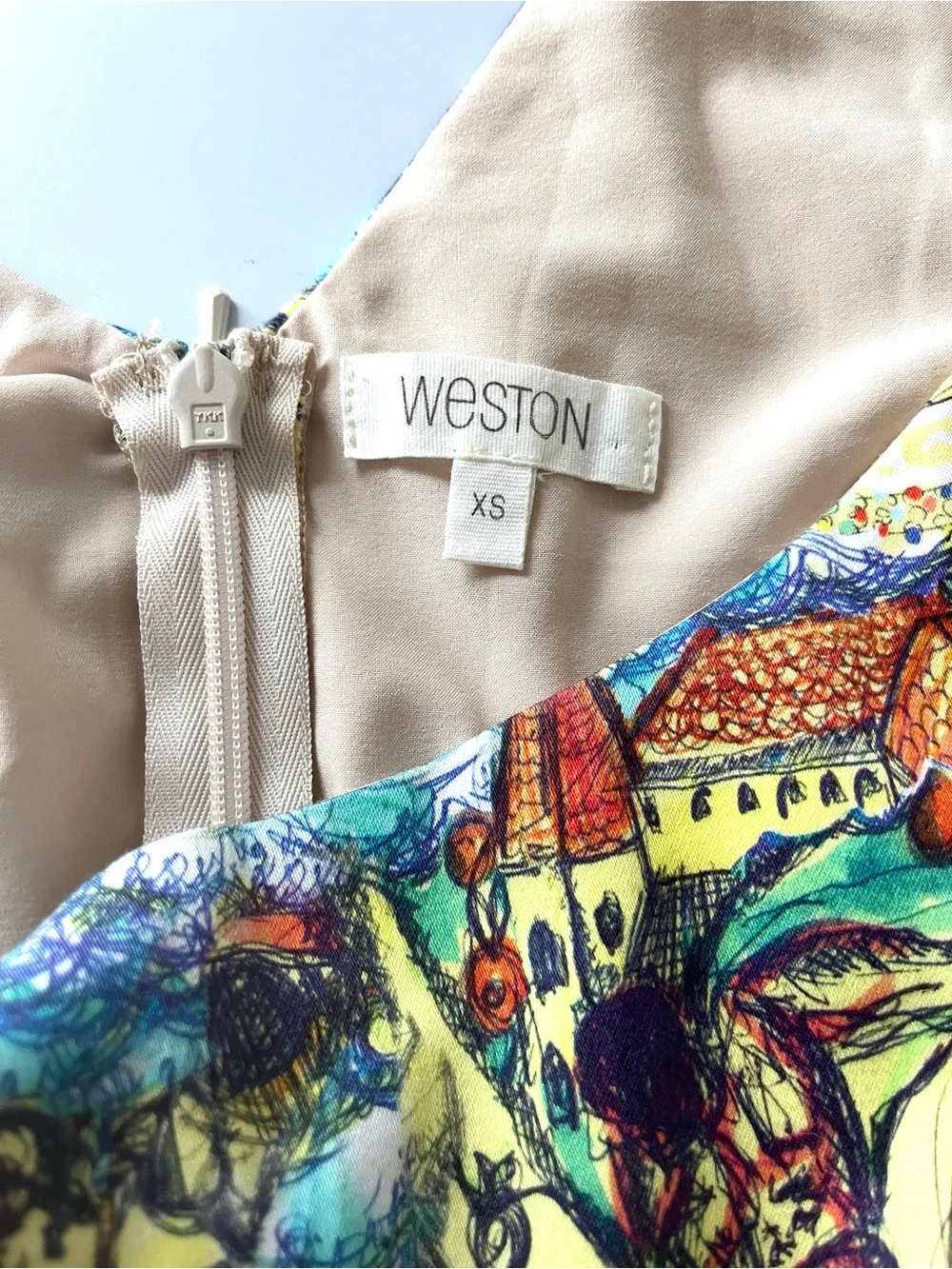 Weston by Anthropologie Peplum Tank Artistic Mediterranean Print XS - Picture 2 of 10